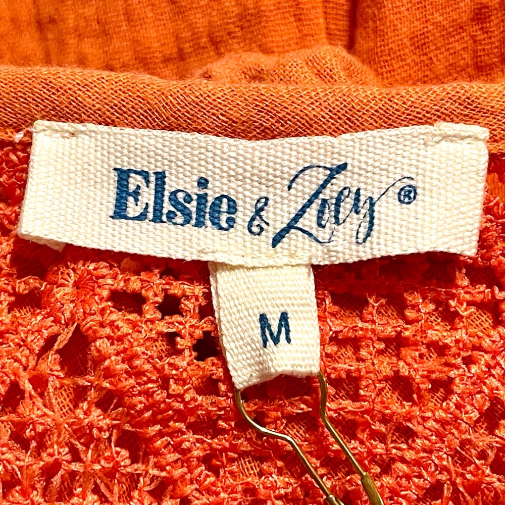 NWT BEAUTIFUL "ELSIE & ZOEY" ORANGE LADIES BLOUSE - 3/4 LENGTH SLEEVE, SIZE MED. - Picture 5 of 5